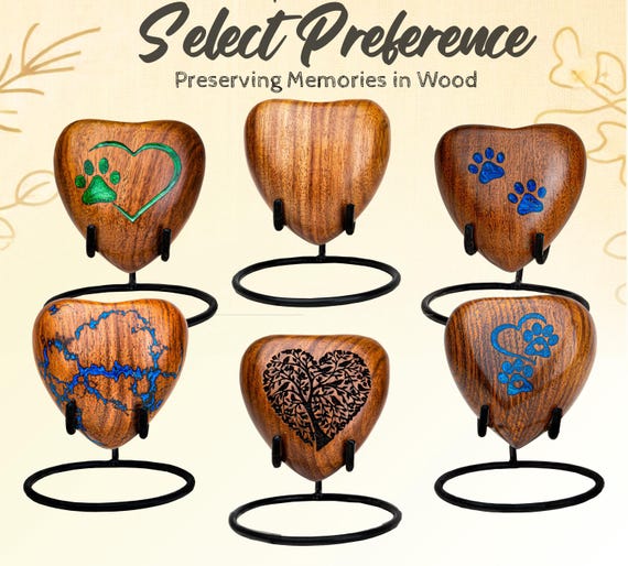 Urna Per Ceneri A Forma Di Cuore In Legno Di Faggio - 10cm, Per Adulti | Commemorativa E Elegante - Foto 14