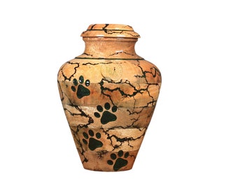 Personalized Wooden Pet Urn, Paw Engraved Cremation Box, Custom Memorial Keepsake For Dog Ashes