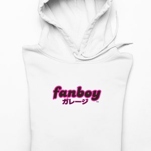 Sudadera con capucha de coche JDM japonés, sudaderas con capucha de anime, sudaderas con capucha estampadas, sudaderas de moda para hombres y mujeres, sudadera con capucha, sudadera con capucha Fanboy Garage rosa/negra