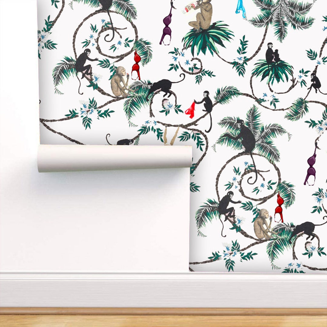 The Drunk Monkeys Printed Wallpaper Peel and Stickminimalist - Etsy