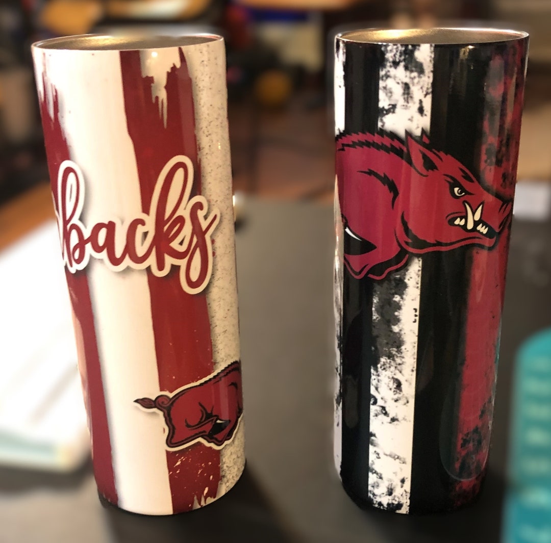 Arkansas Razorback Tumbler Stainless Vacuum Sealed Lid and Straw Hogs