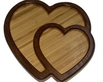 Custom Ring Dish, Personalized Jewelry Dish,  Bamboo Heart Trinket Tray, Engagement Ring Holder, Bridesmaid Gift, Anniversary Gift for Her