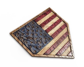 Personalized Baseball Coach Gift From Team Softball Sports Present End Of Season Thank You Plaque Wooden Home Plate American Flag Decor