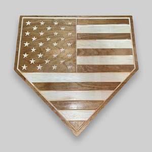 USA Home Plate Flag Baseball Home Plate Flag Softball Home Plate Flag Patriotic Home Plate Unique Sports Gift Engraved Stars & Stripes