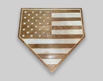 USA Home Plate Flag Baseball Home Plate Flag Softball Home Plate Flag Patriotic Home Plate Unique Sports Gift Engraved Stars & Stripes