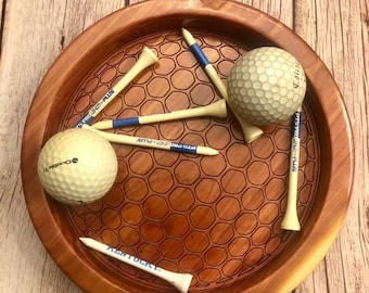 Golf Ball Display, Cedar Golf Ball Holder, Golf Gifts for Men, Golf Gift for Dad, Retirement Gift, Hole in One Display, Golf Desk Decor