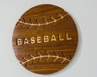 Bamboo Baseball Sign – Engraved Wood Door Hanger, Coach Gift