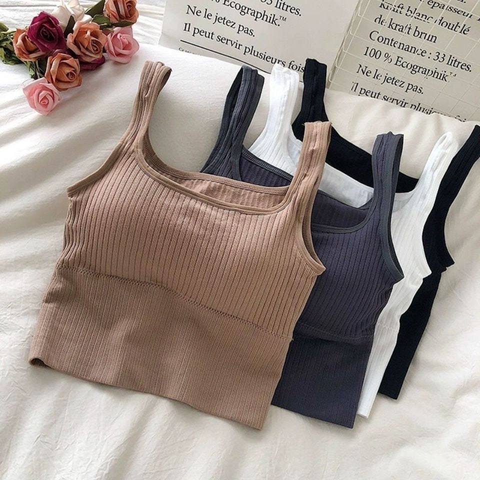 BUILT-IN BRA Croptop, Fashion, Style, Cute, Crop, Top, Womens, Backless,  Casual, Outfit, Adjustable, Tank, Halter, Spaghetti, Style, Denim -   Canada