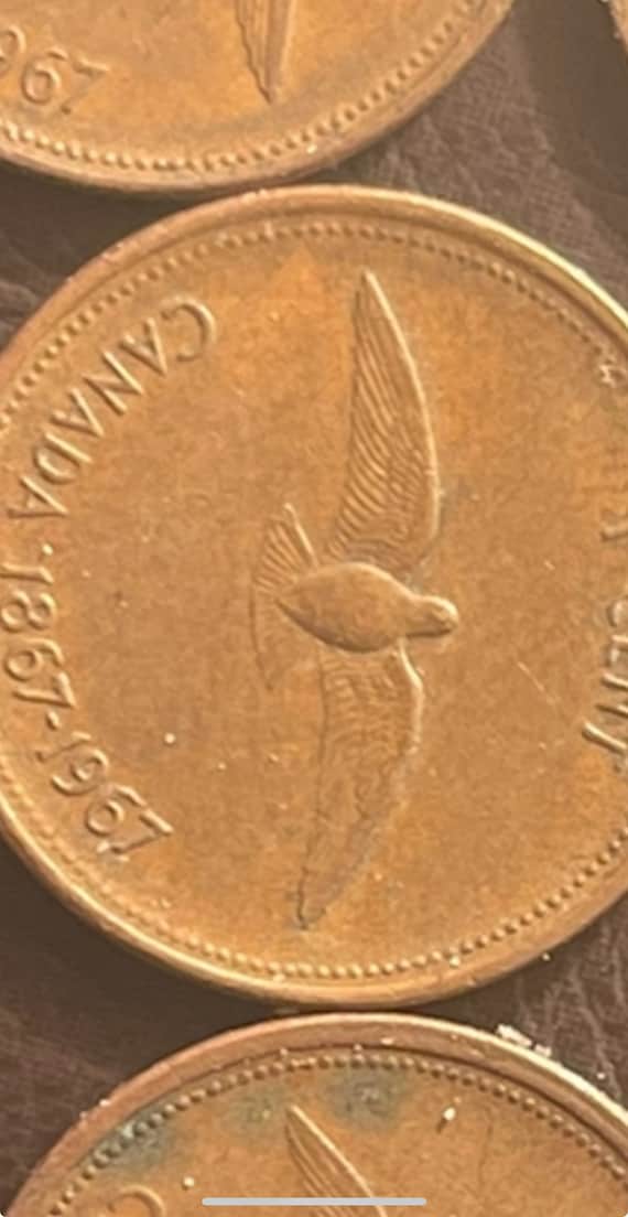 1867-1967 Centennial Canadian Penny With the Rock Dove in Flight