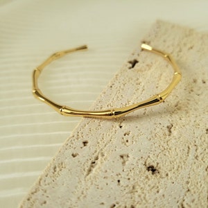 14k Gold Plated Stainless Steel Bamboo Bracelet