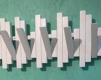 Solid wood hooks,Coat rack,piano keys shaped hooks,creative hooks,gift for her,warming gift. White