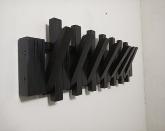 Solid wood hooks,Coat rack,piano keys shaped hooks,creative hooks, Black