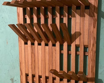Organizador de pared, perchero, madera natural. Perchero de entrada. Perchero original. Perchero de fresno. Piano. Roble.