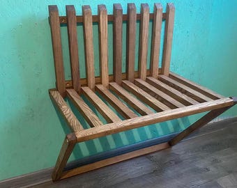Wall-mounted folding Brown chair for hallways.Hallway bench transformer.Original gift . Entryway chair. Portable stool.