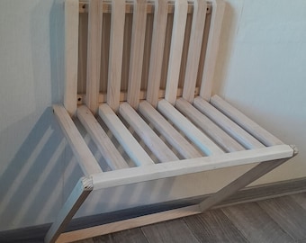 Wall-mounted folding chair for hallways.Hallway bench transformer.Natural wood, handmade