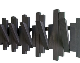 Solid wood hooks,Coat rack,piano keys shaped hooks,creative hooks. Graphite