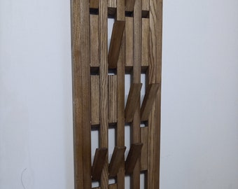 Wall-mounted organizer, dark natural wood
