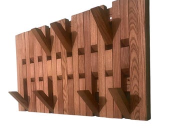 Wall Mount Organizer Piano.Natural wood.Double Layer Coat Racks For Wall, Wall Hooks, Coat Rack mounted On Wall, Entryway Organizer.Ash tree