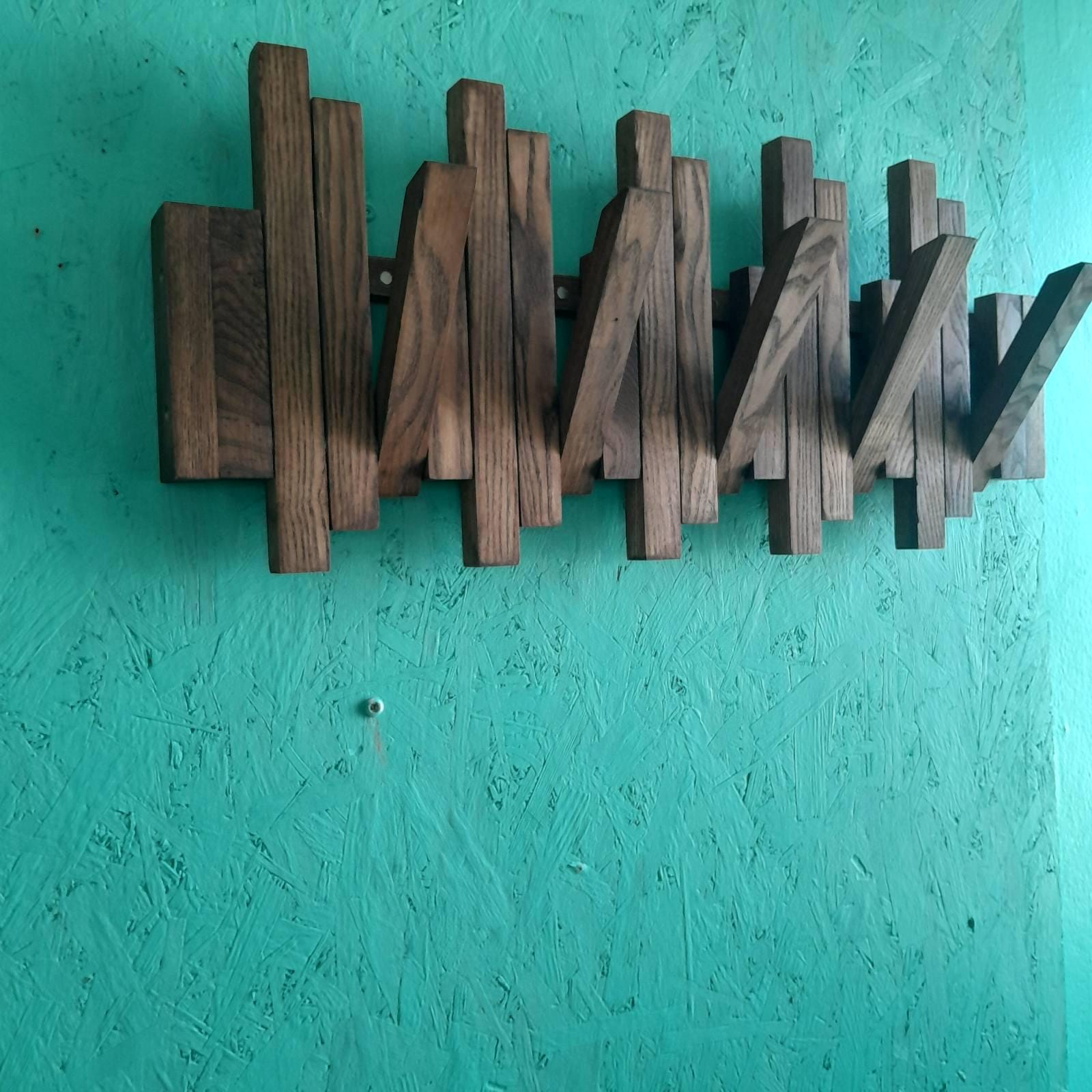 Solid wood hooks,Coat rack,piano keys shaped hooks,creative hooks, Brown