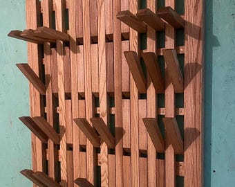 Wall-mounted organizer, coat rack, natural wood, Oak