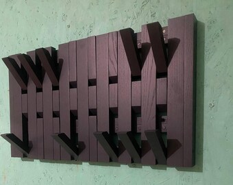 Wall Mount Organizer Piano.Natural wood.Double Layer Coat Racks For Wall, Wall Hooks, Coat Rack mounted On Wall, Entryway .Graphite