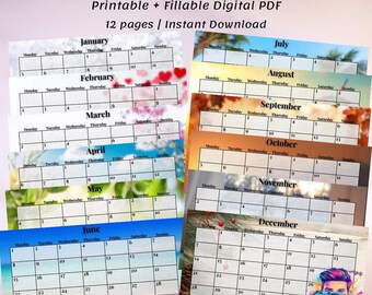 2026 Monthly Planner , Start with Monday the week , Instant Download , Editable PDF file , Goodnotes , Digital Calendar , Printable