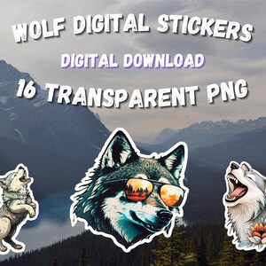 Wolf Digital Stickers , Transparent Digital PNG , Digital Planners , Digital Sticker Set , Ipad Planning , Wolf Lovers