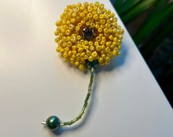 Handmade embroidery dandelion flower brooch
