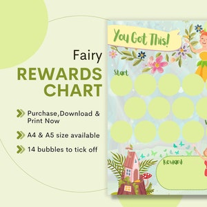 Fairy Kids Belohnungen Karte zum Ausdrucken, Belohnungskarte, Belohnungskarte für Kinder, Kinder-Belohnungskarte, Kinder-Belohnungskarte, Home-school, Training Chart