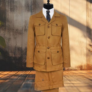 Pure Cotton Brown Safari Suit