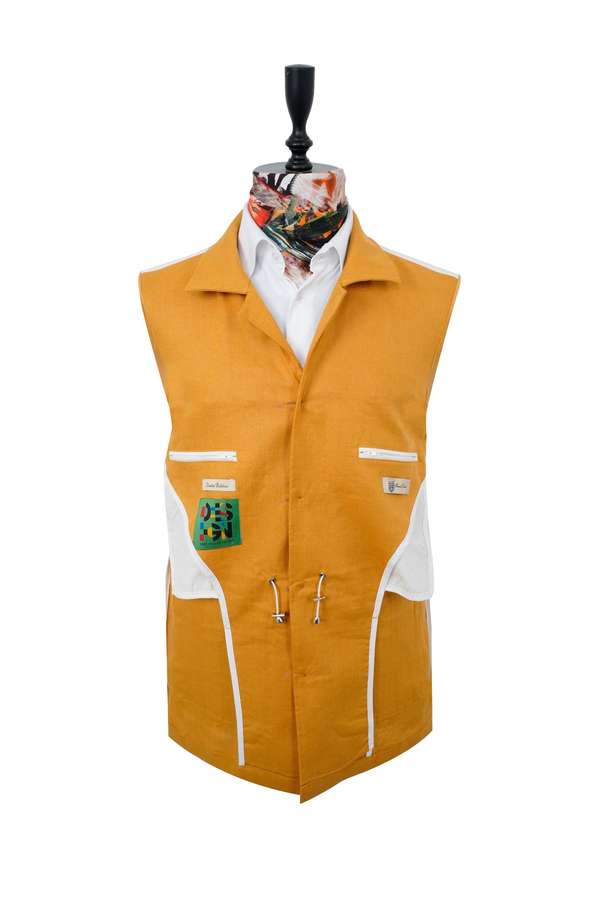 Pure Linen Mustard Safari Suit