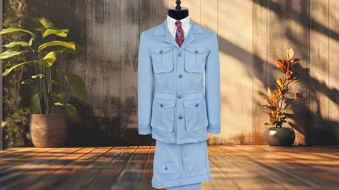 Sky Blue Pure Cotton Suit Pant main image 1