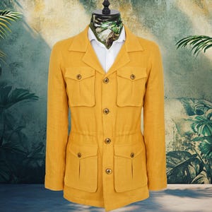 Pure Linen Mustard Safari Jacket