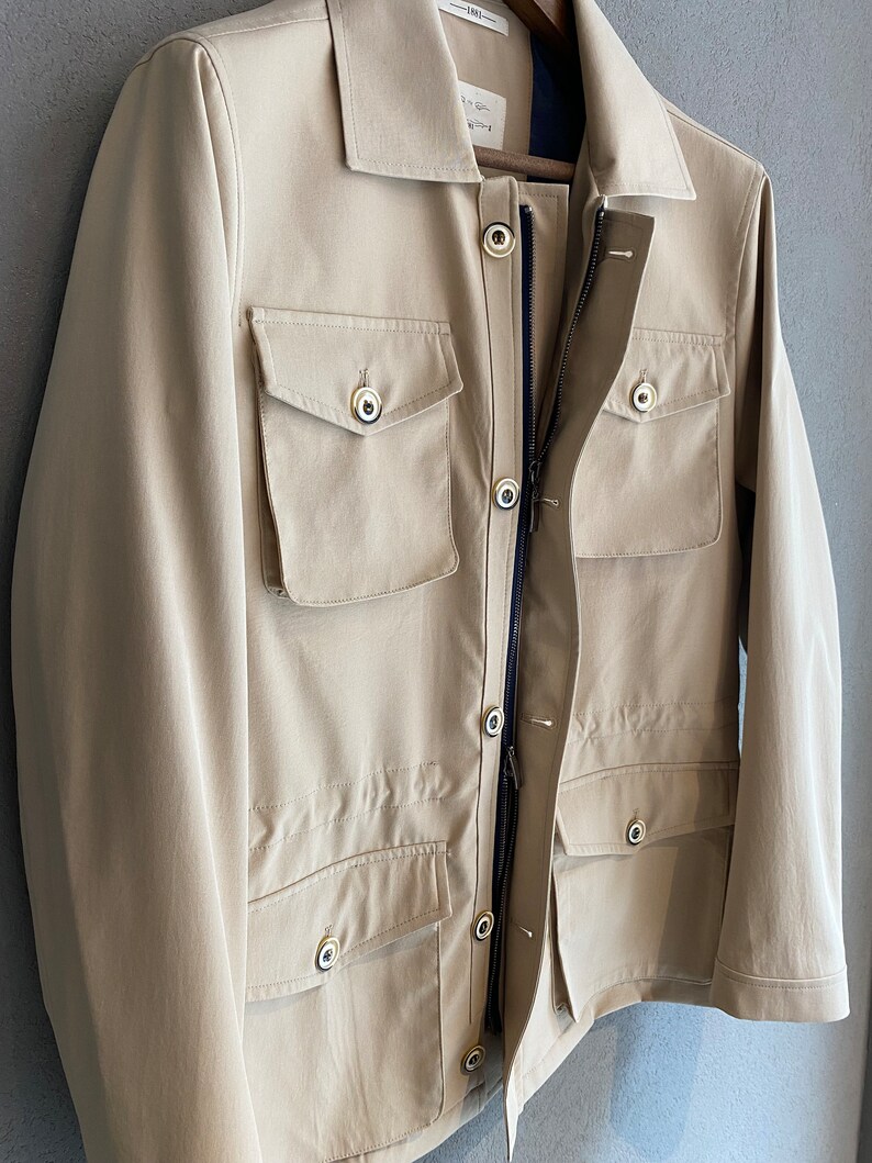 Beige Cotton Safari Jacket Etsy