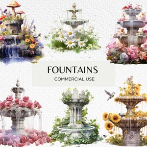 Pacote de clipart de fontes em aquarela, 20 PNG transparentes 300 dpi, fonte de água floral encantada, jardim, download digital, uso comercial