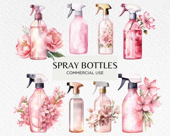 Pink Cleaning Clipart Cute Watercolour Spray Bottle 20 Transparent PNG 300 Dpi Pretty Cleaning Graphics Digital Download Commercial Use Etsy