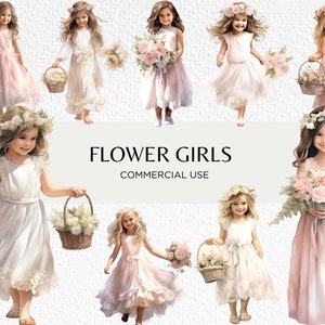 Blumenmädchen Aquarell Clipart Bundle, 16 transparente PNG 300 dpi, süße Blumenmädchen, Hochzeit Clip Art, digitaler Download, kommerzielle Nutzung