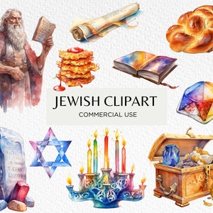 Aquarell Jüdische Themen Clipart, 20 transparente isolierte PNG 300 dpi, Zehn Gebote, Davidstern, digitaler Download, kommerzielle Nutzung
