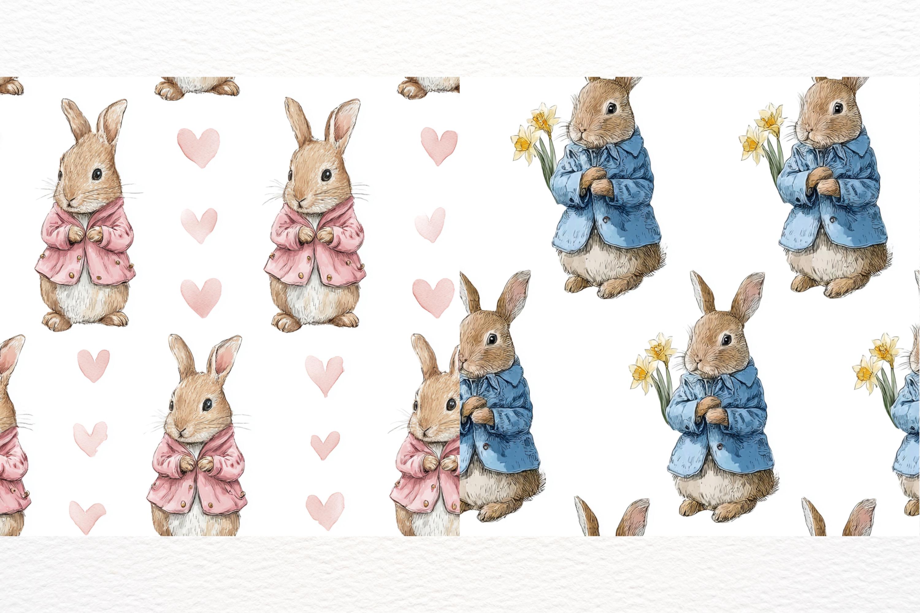 Peter Rabbit Seamless Patterns, Easter Digital Paper, Flopsy Mopsy ...