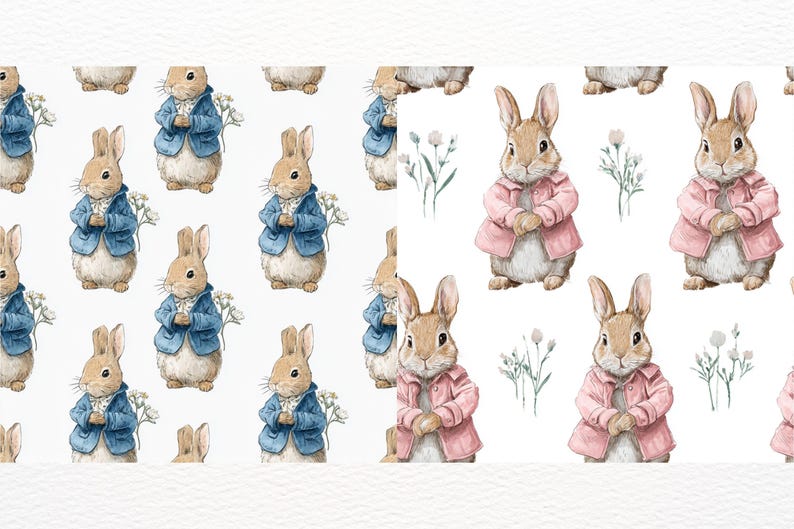 Peter Rabbit Pattern Background Peter Rabbit Seamless Patterns, Easter Digital Paper, Flopsy Mopsy ...