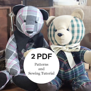 Two Memory Bear Patterns Easy Sewing Pattern Simple Bear Pattern Sewing Pattern PDF Teddy Bear Pattern Keepsake Bear PDF Pattern Pattern Toy