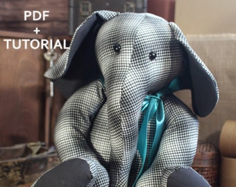 Simple Pattern 18" Memory Elephant Pattern Tutorial Memory Bear Pattern PDF Pattern Sewing Elephant Pattern Simple Bear Keepsake Bear Sewing