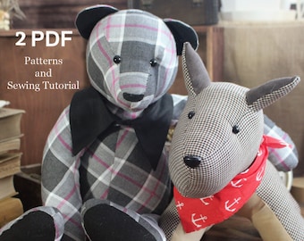 Molde para Costura de Urso e Cachorro para Lembranças, Animais de Recordação (Molde em PDF)