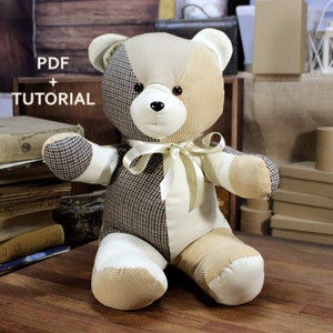 Memory Bear Pattern Easy 14" Sewing Pattern Simple Bear Pattern Sewing Pattern PDF Teddy Bear Pattern Keepsake Bear PDF Pattern Vintage Bear