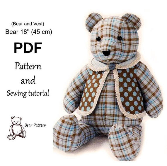 Memory Bear Easy 18 Sewing Pattern Simple Bear Pattern Sewing Pattern PDF Teddy  Bear Pattern Keepsake Bear Sew Bear Vintage Bear for Sewing 