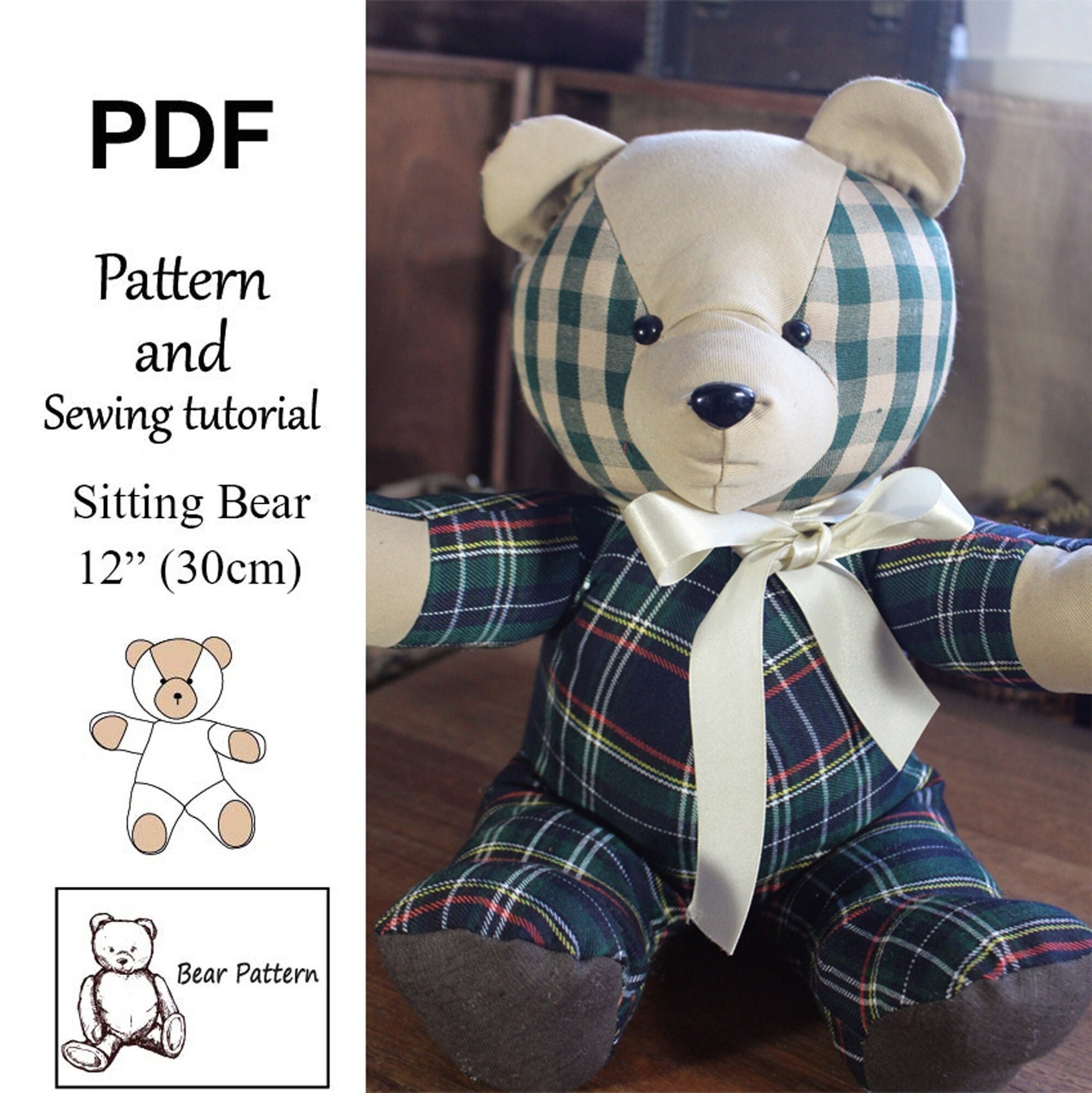 Bear SEWING PATTERN PDF Memory Bear Stuffed Animal - Inspire Uplift