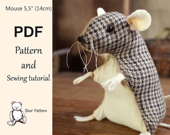 Mini-Maus Schnittmuster: 14 cm Andenken Memory Bär (PDF-Muster)