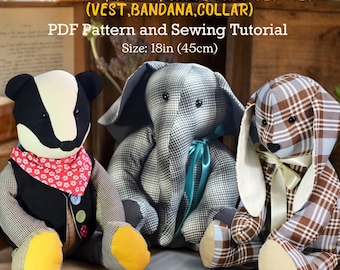 Elefant, Hase, Dachs Schnittmuster: Memory Spielzeug Tiere (PDF-Schnittmuster)