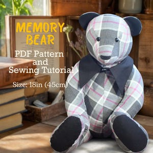 Memory Bear Pattern Easy 18&quot; Sewing Pattern Simple Bear Pattern Sewing Pattern PDF Teddy Bear Pattern Keepsake Bear Sew Bear For Sewing
