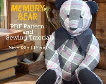 Memory Bear Pattern Easy 18"Schnittmuster Einfaches Bärenmuster Schnittmuster PDF Teddybär-Muster Andenken Bär Sew Bear zum Nähen